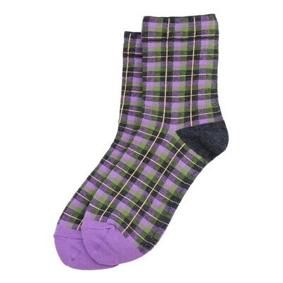 JOE COOL Cotton Mix Smart Lilac Tartan Socks Adult Size