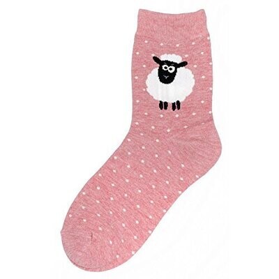 JOE COOL Cotton Mix Funky Fun Pink Sheepish Socks Ladies