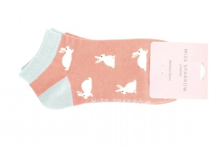 MISS SPARROW Socks Dusty Pink Bunny Rabbit Trainer No Show
