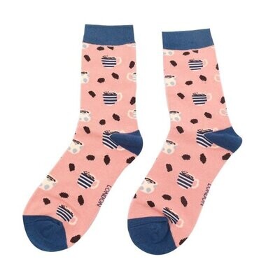 MISS SPARROW Socks Bamboo Coffee Shop Ladies Dusty Pink 