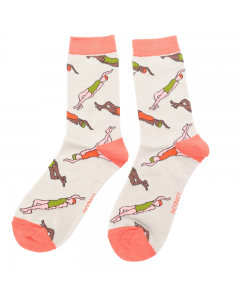 MISS SPARROW Socks Silver Swimmer Print Soft Bamboo