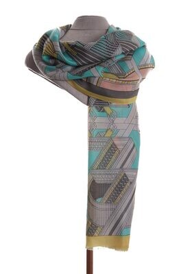 Zelly Scarf Soft Belt Buckle Print Mixed Pastel Colours Must Have Fashion Item