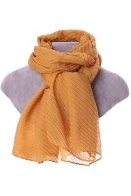 Zelly Mustard Scarf Pleated Lightweight Perfect For Summer