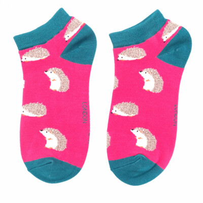 MISS SPARROW Socks Cute Hedgehog  Pink Trainer No Show