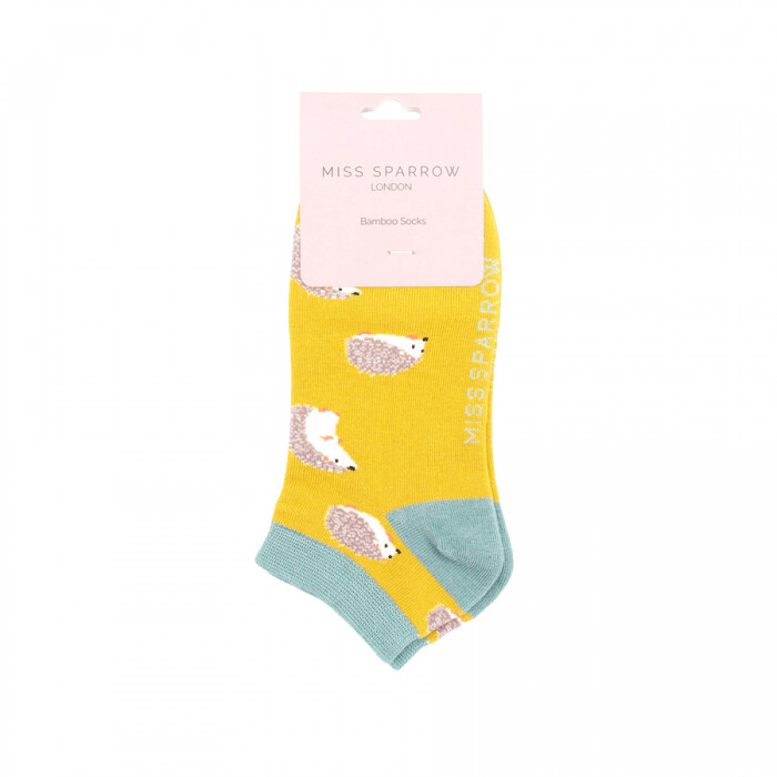 MISS SPARROW Socks Cute Hedgehog Yellow Trainer Socks SALE