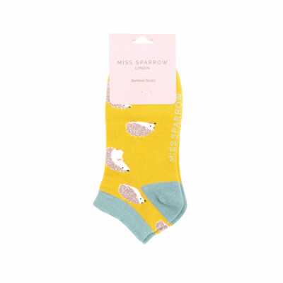 MISS SPARROW Socks Cute Hedgehog Yellow Trainer Socks SALE