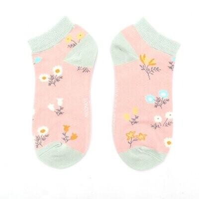 MISS SPARROW Socks Trainer No Show Dainty Floral Pink