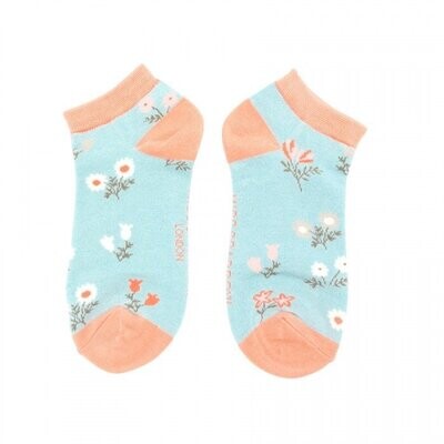 MISS SPARROW Socks
Trainer No Show Dainty Floral Duck Egg