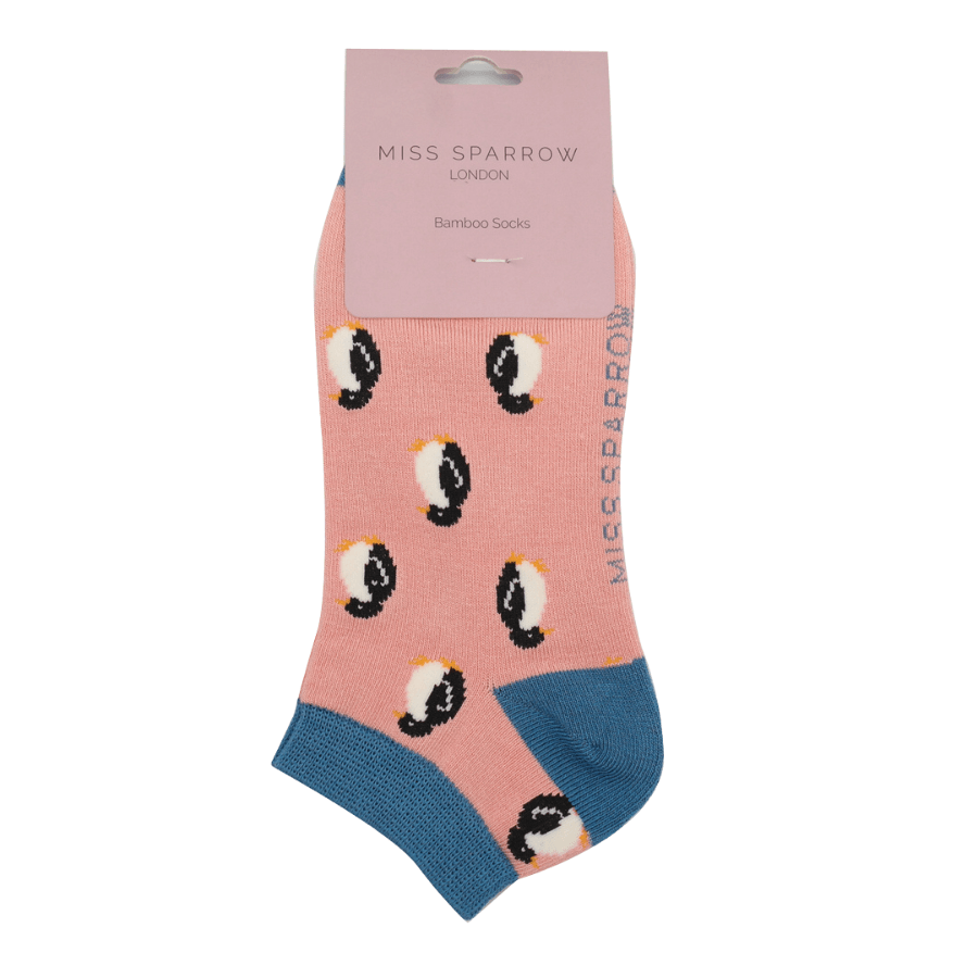 MISS SPARROW Trainer Socks Dusty Pink Little Penguin Bamboo Super Soft