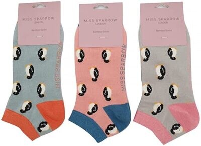 MISS SPARROW Socks Pack Of Three Trainer Socks Little Penguins