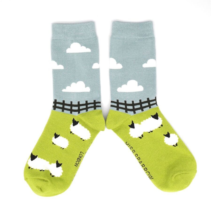 MISS SPARROW Socks Sheeps Meadow Green Soft Breathable Bamboo Mix