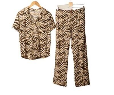 Zebra Print Cotton Pyjama Set Women's Lounge Wear Size 10