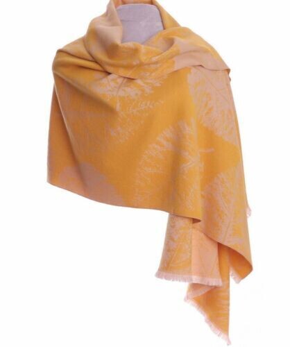 Zelly Women’s Scarf Leaf Print Soft Mustard
