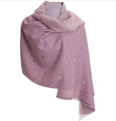 Zelly Women Soft Reversible Star Print Stole Scarf Lilac