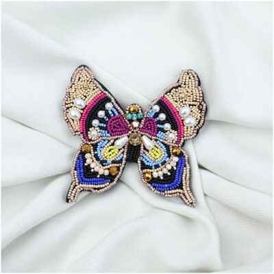 Large Hand Beaded Butterfly Brooch Beautiful Mothers Day