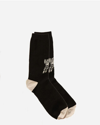 MHS Leopard Socks Ladies Black Cream Cotton Mix Soft Breathable 1 Size