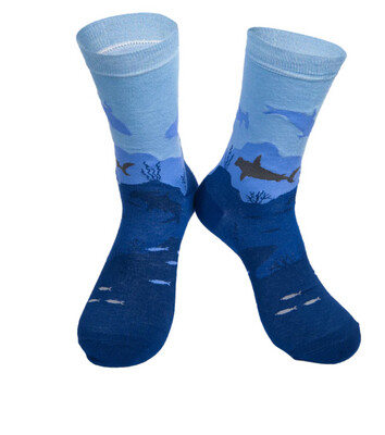 Shark Socks Mens Blue Breathable Bamboo Mix REDUCED TO CLEAR