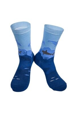 Mens Socks Blue Fish Whale Deep Sea Breathable Bamboo One Size by MSH