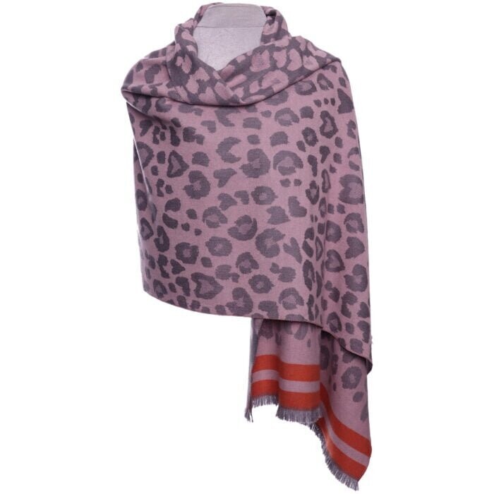 Women’s Soft Reversible Pink Animal Print Wrap Scarf SALE