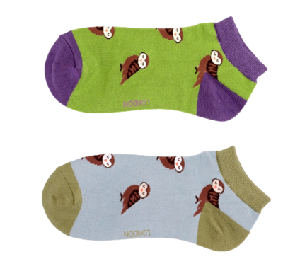2 Pairs Owl Trainer Socks Super Soft Eco Friendly Bamboo Mix MISS SPARROW