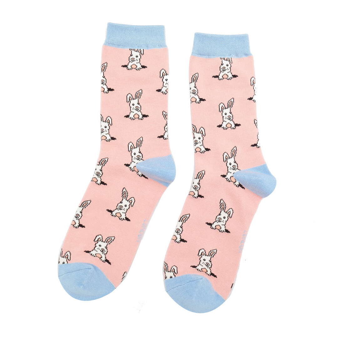 MISS SPARROW Pink Socks Peek A Boo Bunny Rabbit