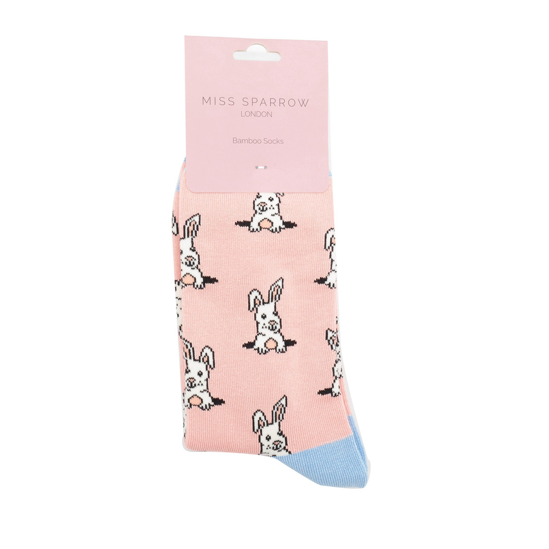 MISS SPARROW Pink Socks Peek A Boo Bunny Rabbit