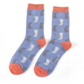 MISS SPARROW Lazy Blue Cat Socks Super Soft Bamboo