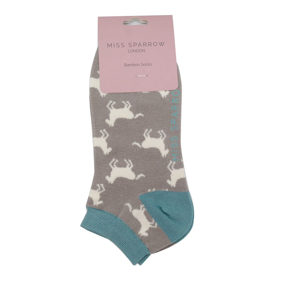 Miss Sparrow Bamboo Trainer Socks Grey Horses Bamboo Mix