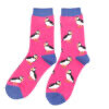 MISS SPARROW Socks  Puffin Print Soft Bamboo Hot  Pink