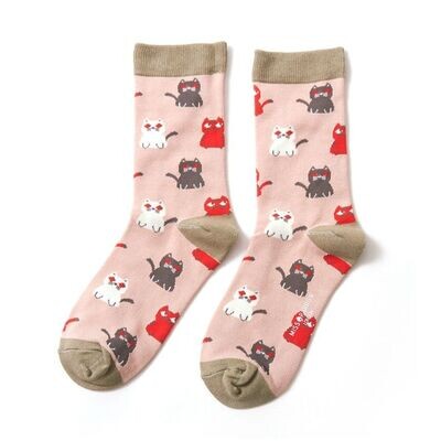 MISS SPARROW Kitty Cat Socks Super Soft Bamboo Mix Eco Friendly SALE
