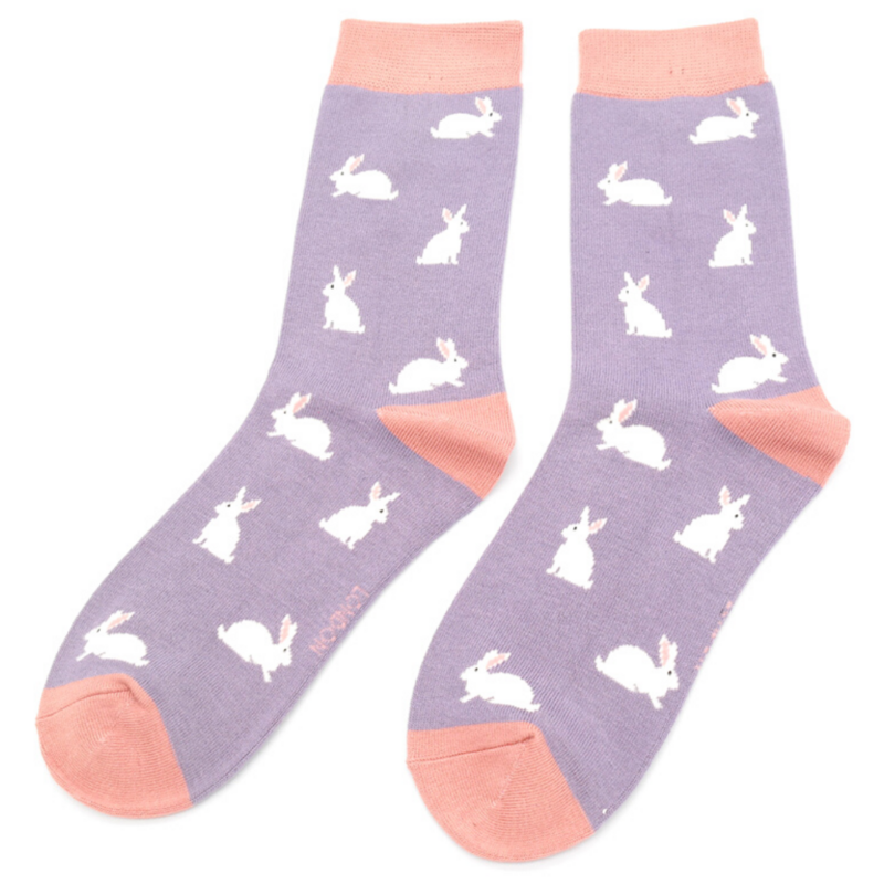MISS SPARROW Socks Lilac Bunny Rabbit Bamboo SALE
