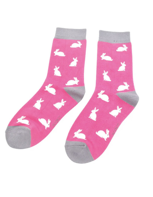 MISS SPARROW Socks Fushia Pink Bunny Rabbit Bamboo mix