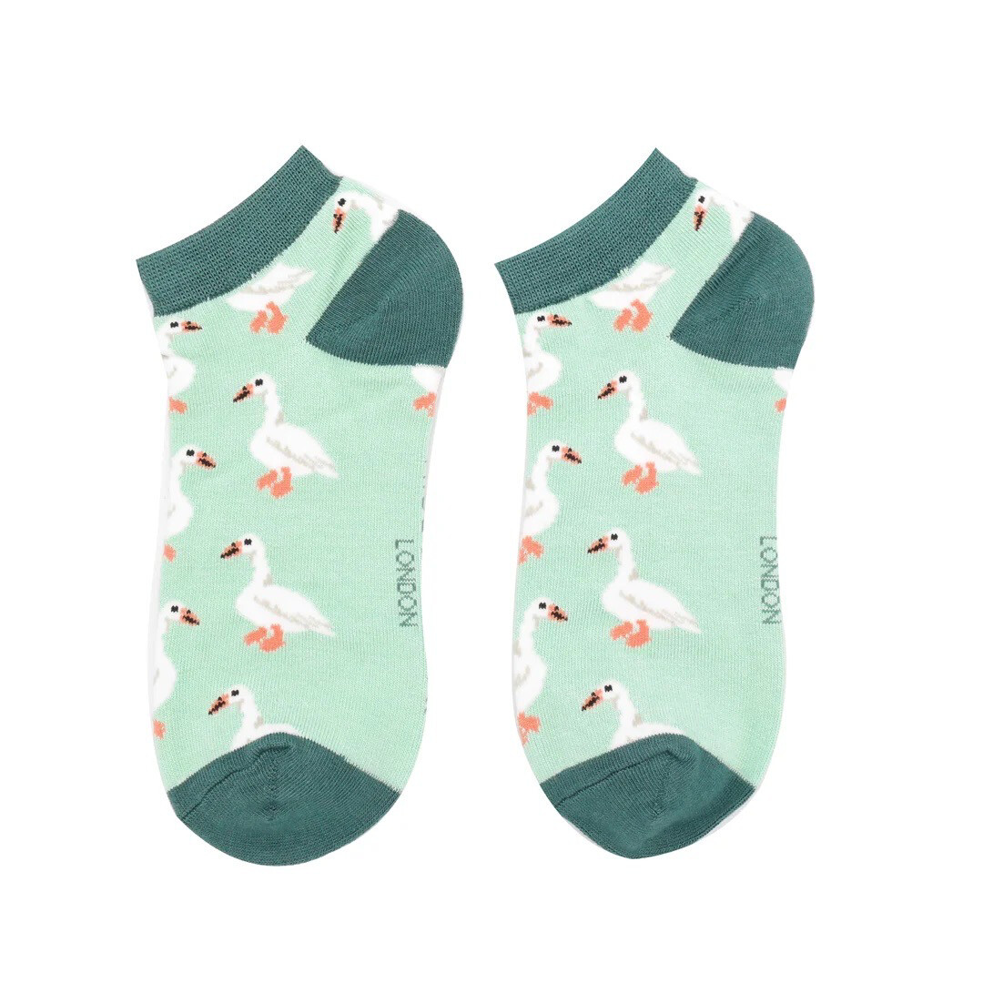 2 Pairs Trainer Socks Little Ducks Eco Friendly Sustainable Bamboo Mix Super Soft Mint Lemon