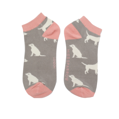 Labrador Dog Trainer Socks Grey Super Soft Eco Friendly Sustainable Bamboo Mix One Size