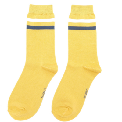 Stripe Sports Bamboo Socks  Bright Yellow  Size 4 to 7 MISS SPARROW