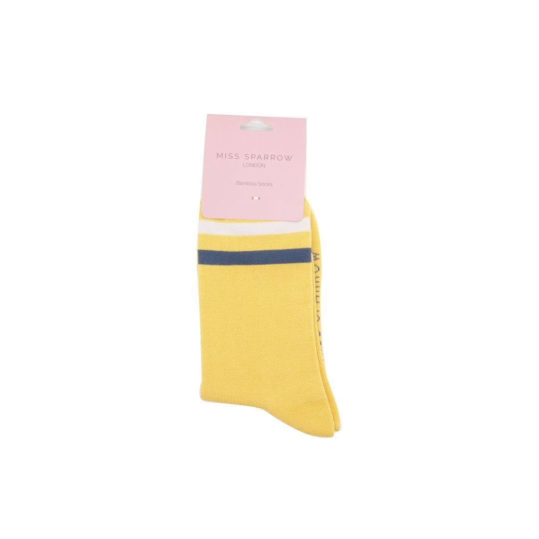 Stripe Sports Bamboo Socks Bright Yellow Size 4 to 7 SALE