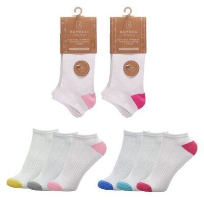 Ladies 3 Pack Bamboo Trainer Socks No Show