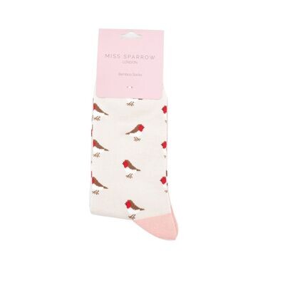 MISS SPARROW Socks Little Robin Silver Super Soft Bamboo Eco Friendly