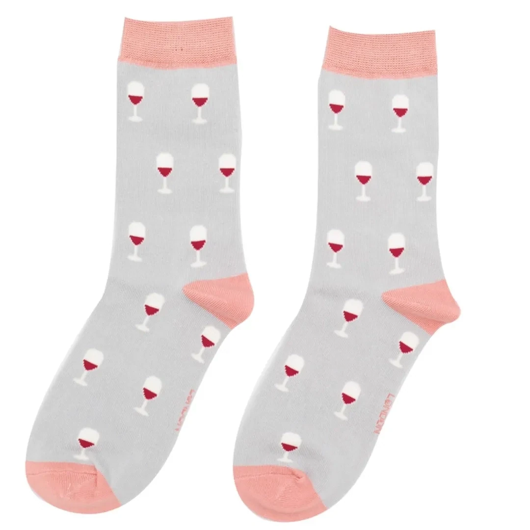 MISS SPARROW Socks Silver Wine Glass Bamboo SALE