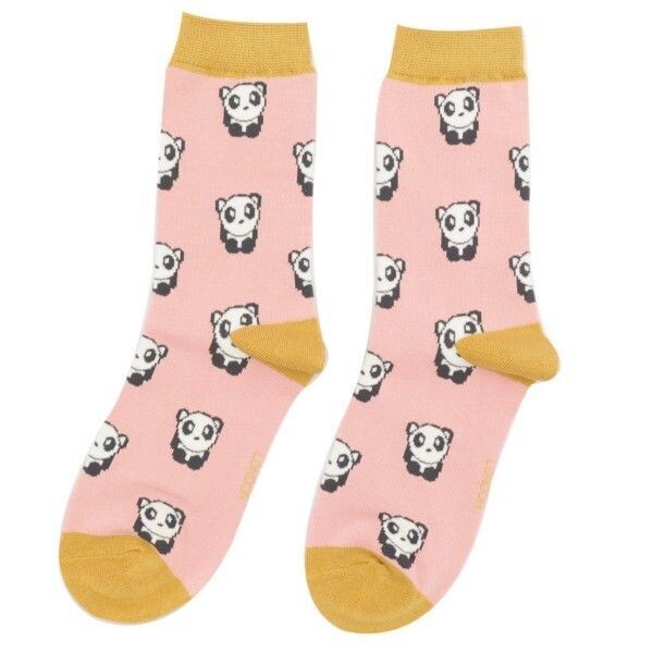 MISS SPARROW Socks Pink Cute Panda Bamboo  Blend Eco Friendly