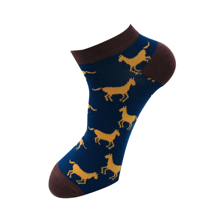 MR HERON Mens Trainer Socks Horse Navy Soft Breathable Bamboo Mix