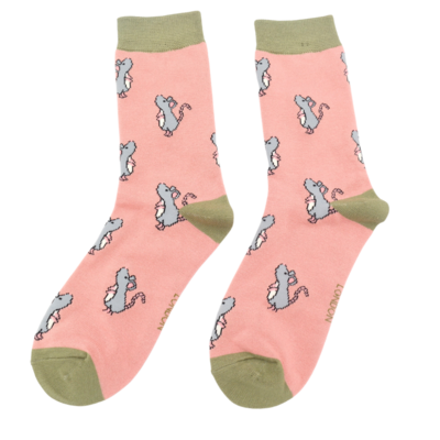 MISS SPARROW Bamboo Pink Mouse Ladies Socks