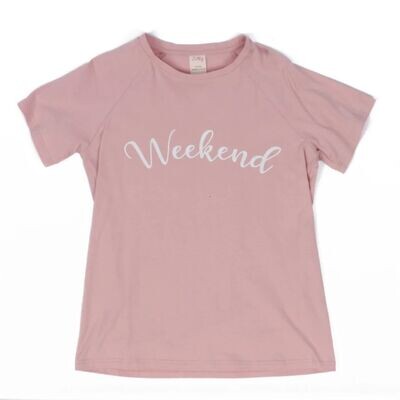 Zelly Weekend Pink T Shirt Top Loungewear One Size Cotton Mix