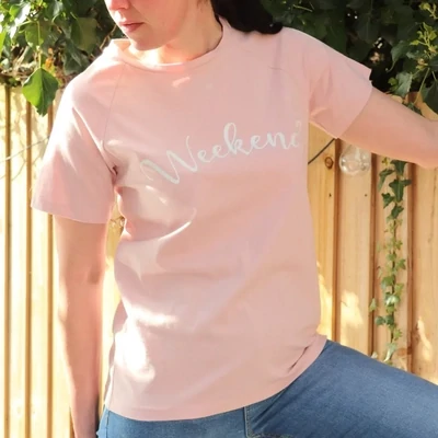 Zelly Weekend Pink T Shirt Top Loungewear One Size Cotton Mix