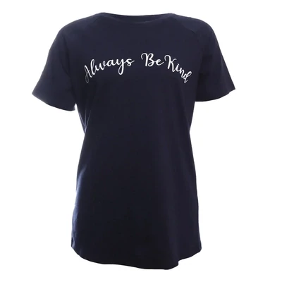 Zelly Always Be Kind T Shirt Lounge Wear Dark Blue 1 Size 12 to 14 SALE