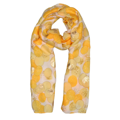 Zelly Scarf Yellow Gold Circle Print Lightweight