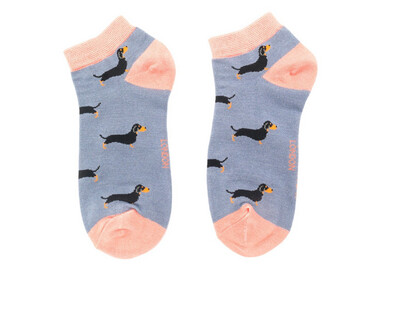 MISS SPARROW Socks Blue Sausage Dog Trainer socks