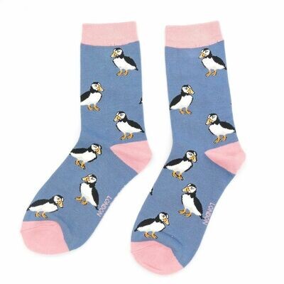 MISS SPARROW Puffin Socks Soft Bamboo Blend Denim Blue Size 5 to 7