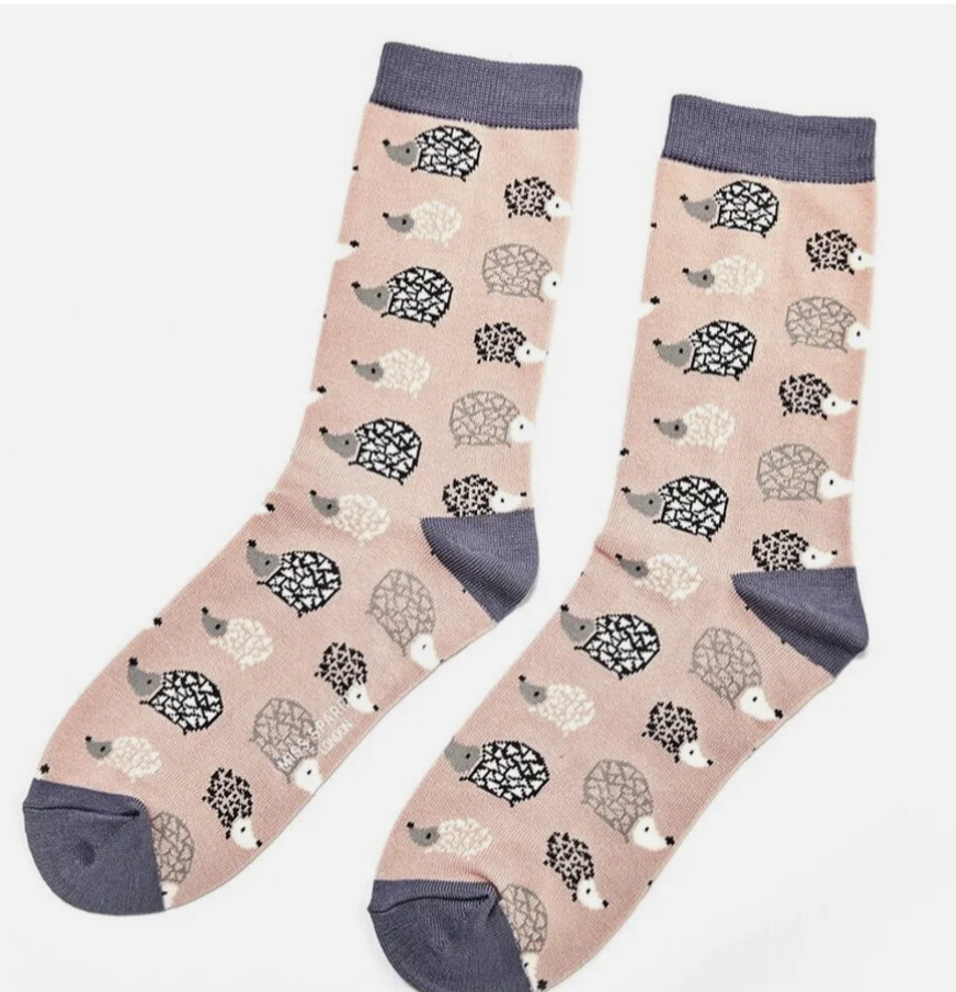 MISS SPARROW Hedgehog Socks Super Soft Eco Friendly Sustainable Bamboo Mix Pink