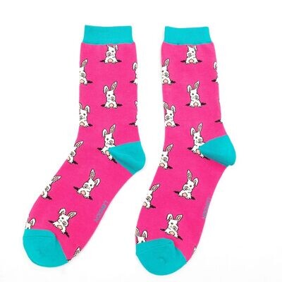 MISS SPARROW Bamboo Socks Peek A Boo Bunny Rabbit Eco Friendly Hot Pink